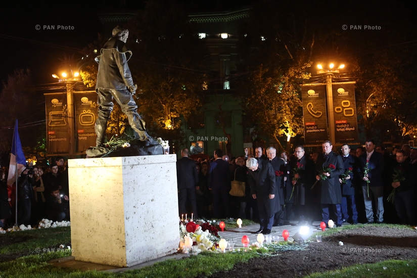 A candle-lighting in Yerevan's France Square in memory of Paris attacks victims