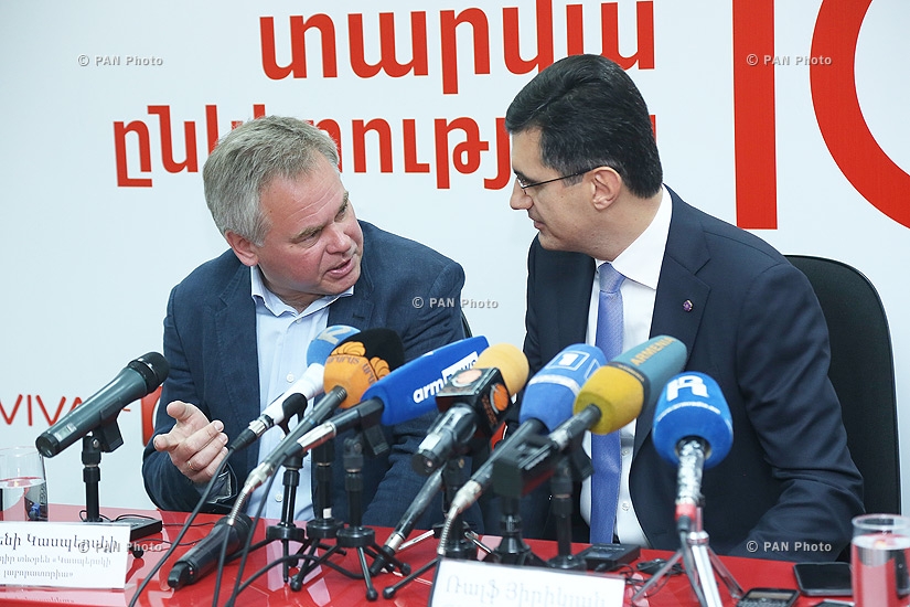 Press conference of professor, founder and director of Kaspersky Lab Eugene Kaspersky, VivaCell-MTS CEO Ralph Yirikyan and director of Synopsys Armenia Hovik Musaelyan