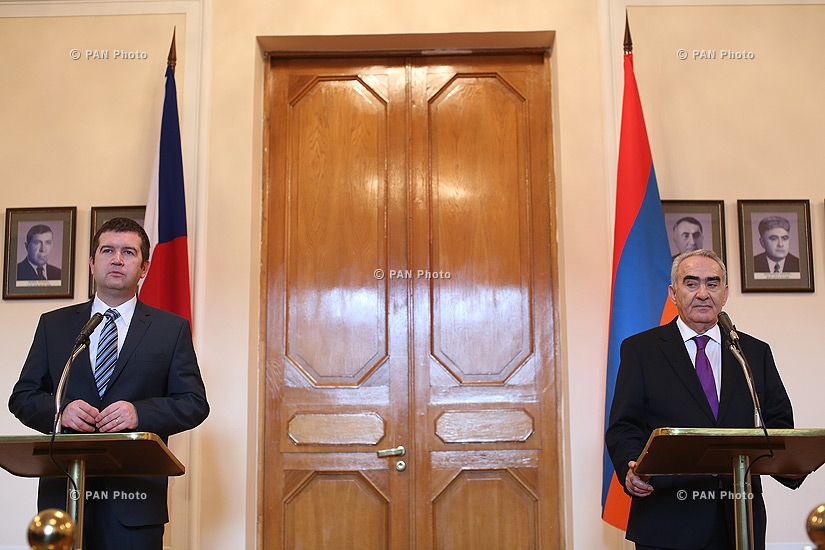 Joint press conference of Chairman of the Chamber of Deputies of the Parliament of the Czech Republic Jan Hamáček and RA National Assembly President Galust Sahakyan 