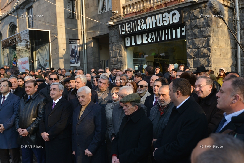 The unveiling of monument Belated photo, dedicated to duduk players Levon Madoyan, Vache Hovsepyan and Djivan Gasparyan