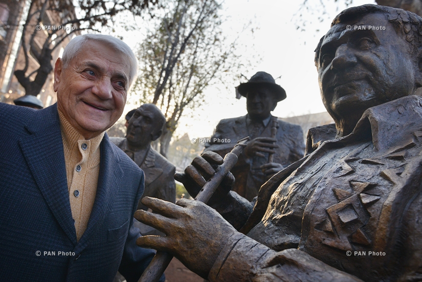 The unveiling of monument Belated photo, dedicated to duduk players Levon Madoyan, Vache Hovsepyan and Djivan Gasparyan