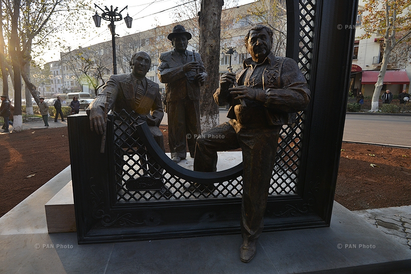 The unveiling of monument Belated photo, dedicated to duduk players Levon Madoyan, Vache Hovsepyan and Djivan Gasparyan
