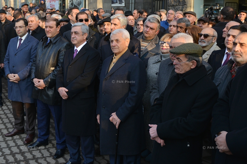 The unveiling of monument Belated photo, dedicated to duduk players Levon Madoyan, Vache Hovsepyan and Djivan Gasparyan