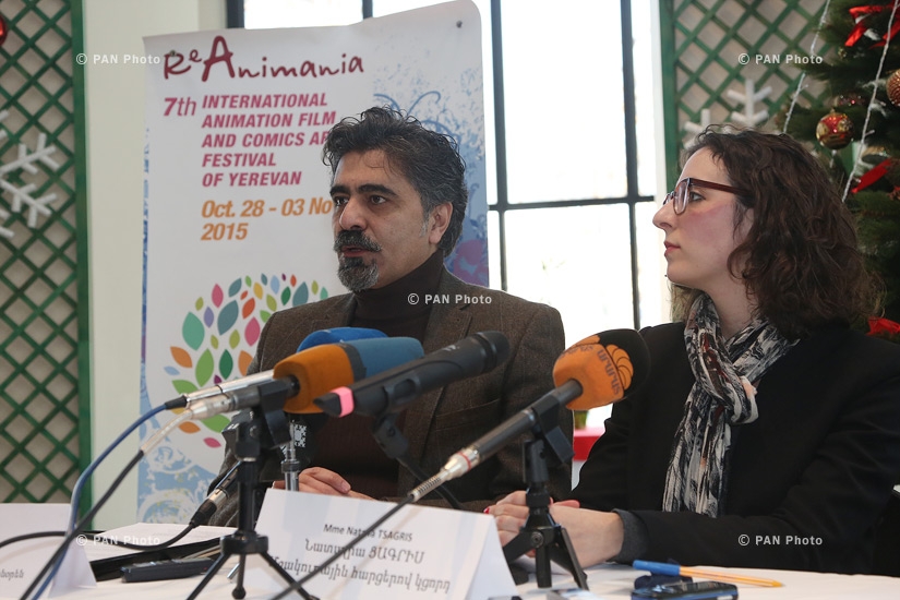Совместная пресс-конференция атташе по культуре Посольства Франции Наталия Цагрис и  директора фестиваля ReAnimania Врежа Касуни