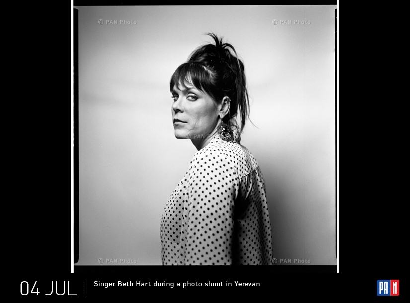 Singer Beth Hart during a photoshoot in Yerevan