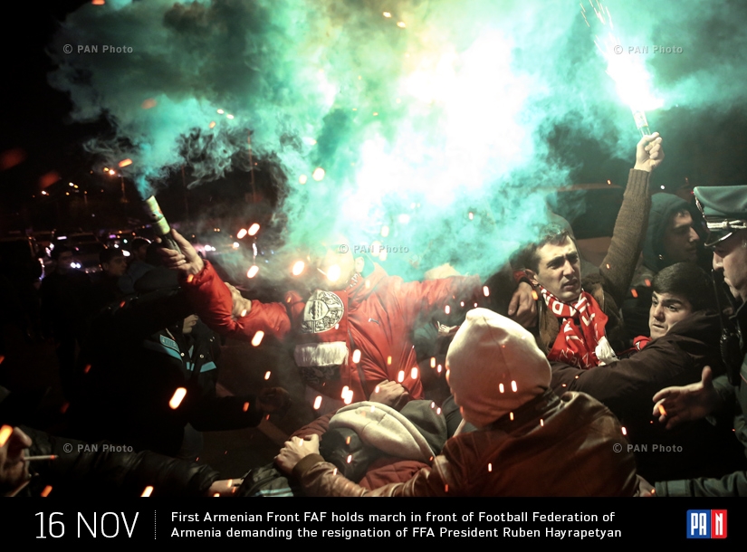ՖԱՖ-ի բողոքի երթը դեպի Հայաստանի Ֆուտբոլի Ֆեդերացիա ՀՖՖ նախագահ Ռուբեն Հայրապեյանի հրաժարականի պահանջով