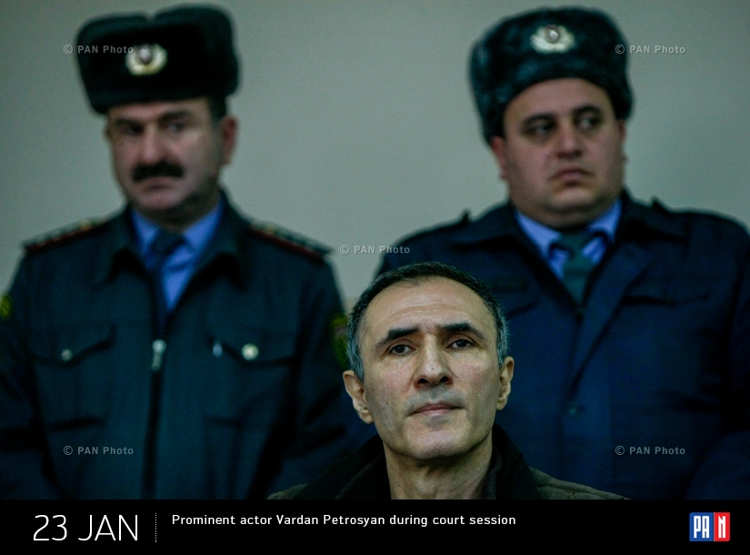 Prominent actor Vardan Petrosyan during court session: he was charged with the deaths of two children in a road accident on Yeghvard-Yerevan highway that took place on October 20, 2014