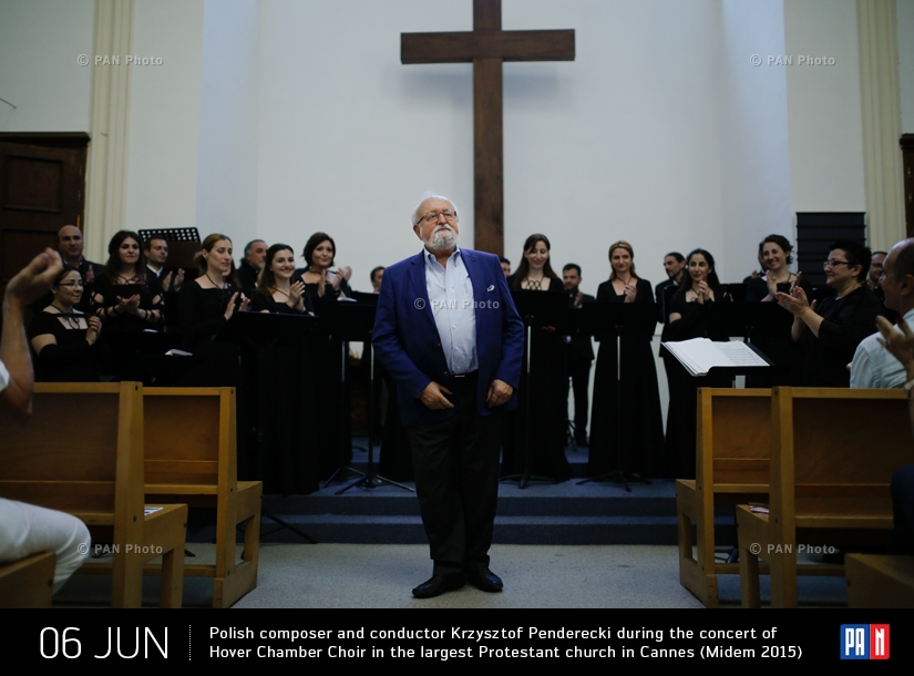 Լեհ կոմպոզիտոր, դիրիժոր Քշիշտոֆ Պենդերեցկին «Հովեր» երգչախմբի համերգին Կաննի Բողոքական եկեղեցում (Midem 2015)