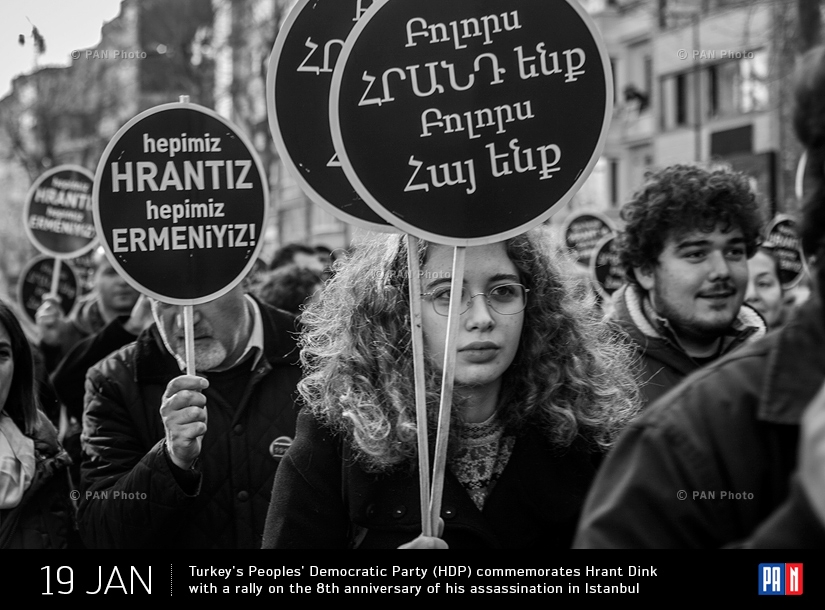 Turkey's Peoples' Democratic Party (HDP) commemorates Hrant Dink with a rally on the 8th anniversary of his assassination in Istanbul: Hrant Dink was a Turkish-Armenian journalist who was murdered in front of his office after controversial statements were