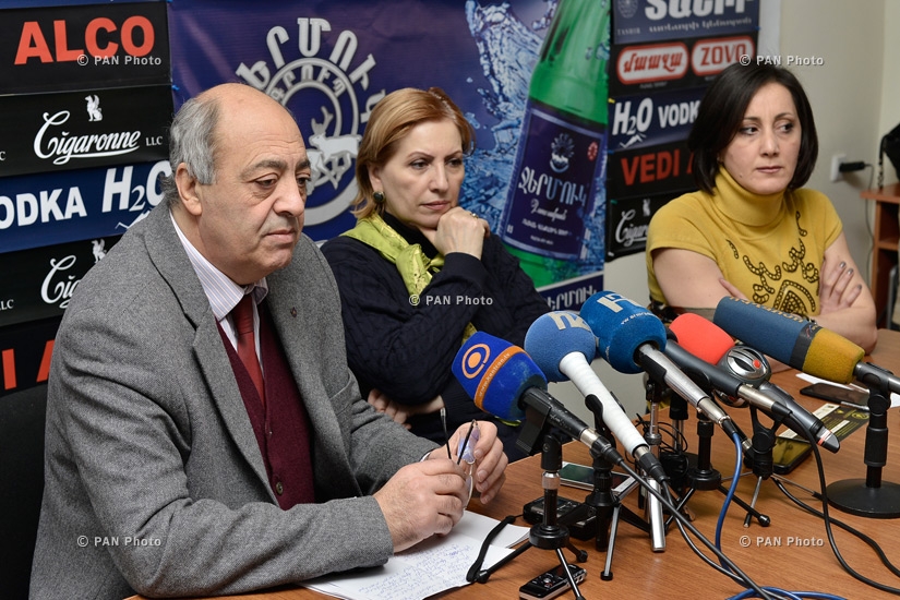 Press conference of chairman of the Writers’ Union of Armenia Edward Militonyan and  playwright Karine Khodikyan