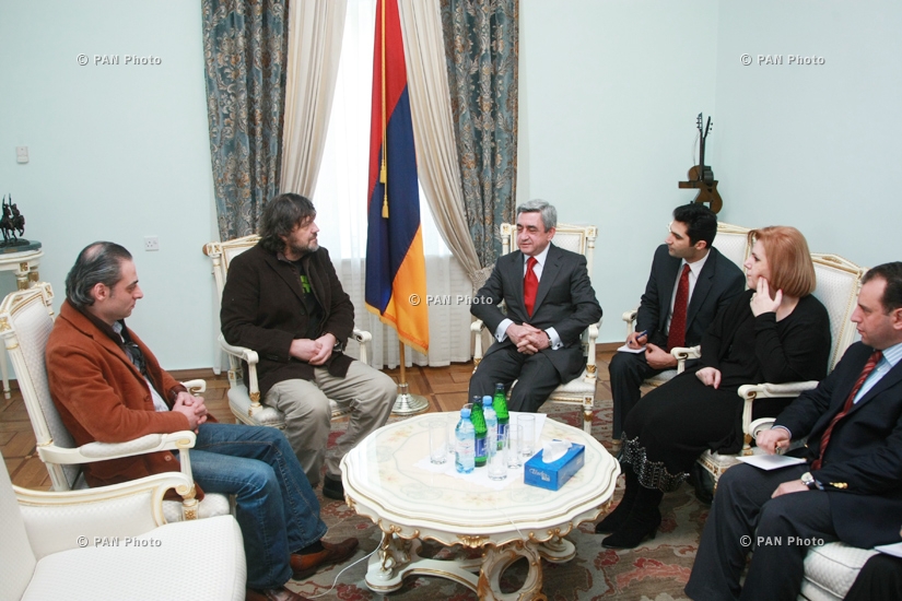 Armenian President Serzh Sargsyan receives Serbian director and musician Emir Kusturica
