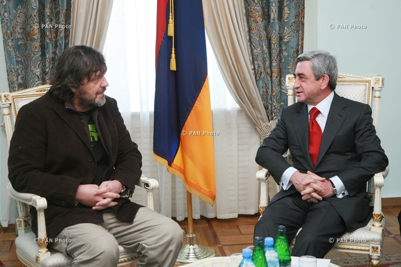 Armenian President Serzh Sargsyan receives Serbian director and musician Emir Kusturica