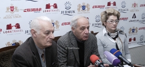 Пресс-конференция главы Союза архитекторов Армении Мкртича Минасяна, архитекторов Анаит Тарханян и Сашура Калашяна