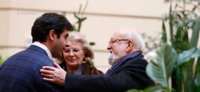 Press conference of Polish composer Krzysztof Penderecki and chief conductor of State Youth Orchestra of Armenia Sergey Smbatyan