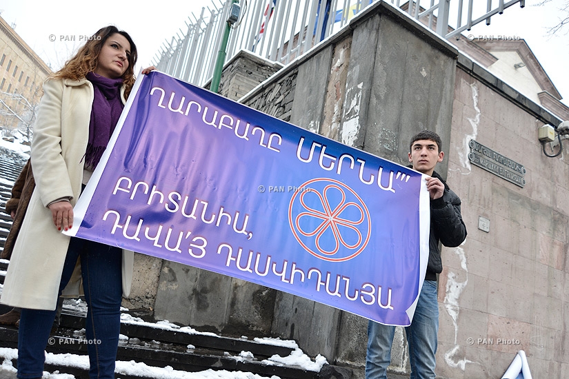 Protest of 'In the name of the law' movement  in front of British Embassy in Yerevan