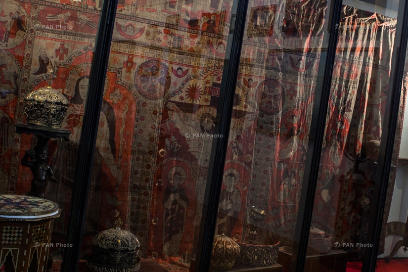 The curtain of Lim Monastery church displayed in the Chnnozean hall of Mchetarist Congregetaion Museum. 18th Century