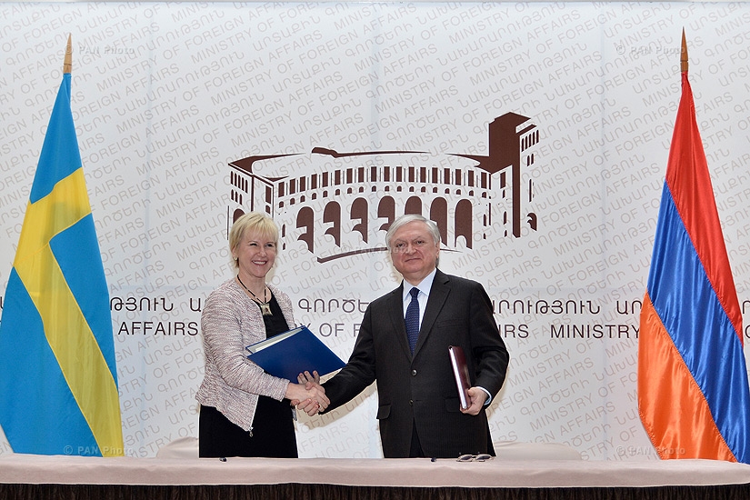 RA Minister of Foreign Affairs Edward Nalbandyan receives  Swedish Foreign Minister Margot Wallström