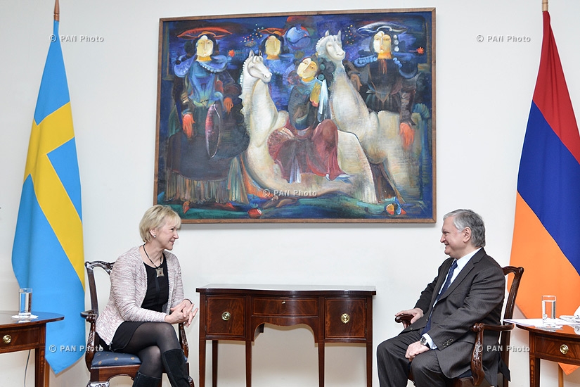RA Minister of Foreign Affairs Edward Nalbandyan receives  Swedish Foreign Minister Margot Wallström