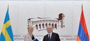 RA Minister of Foreign Affairs Edward Nalbandyan receives  Swedish Foreign Minister Margot Wallström