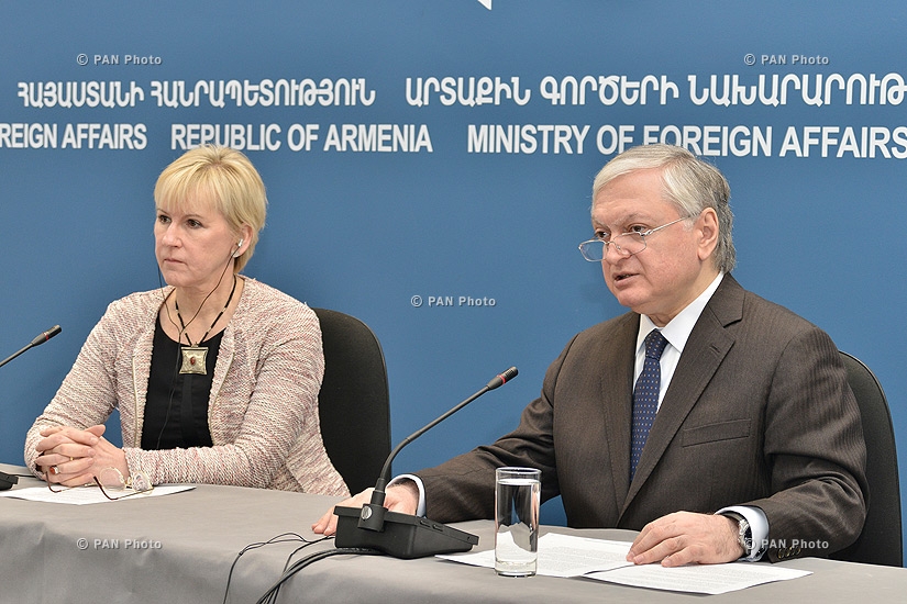 Joint press conference of RA Minister of Foreign Affairs Edward Nalbandyan and Swedish Foreign Minister Margot Wallström