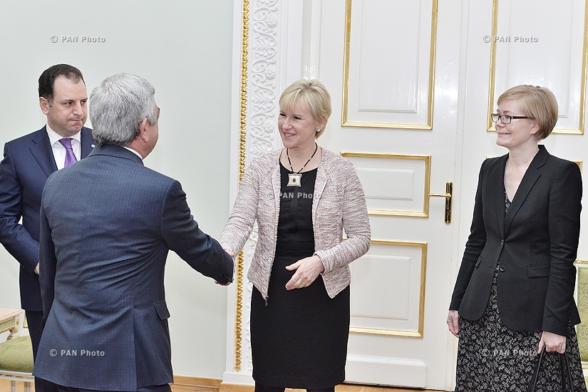 Armenian president Serzh Sargsyan receives Swedish Foreign Minister Margot Wallström