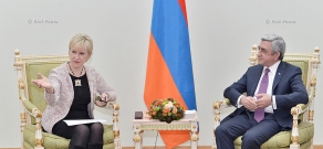 Armenian president Serzh Sargsyan receives Swedish Foreign Minister Margot Wallström