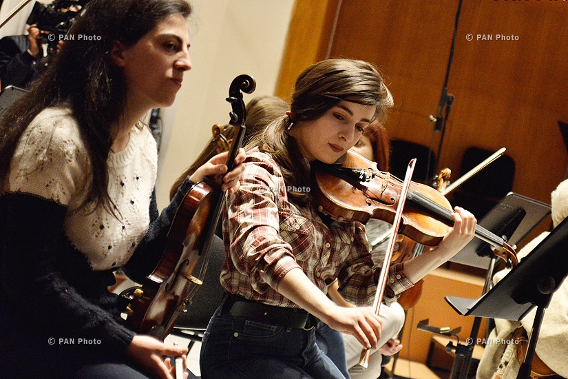Recording the soundtrack to Jivan Avetisyan’s “The Last Resident,” with Hover State Chamber Choir performing under the baton of Eduard Topchyan