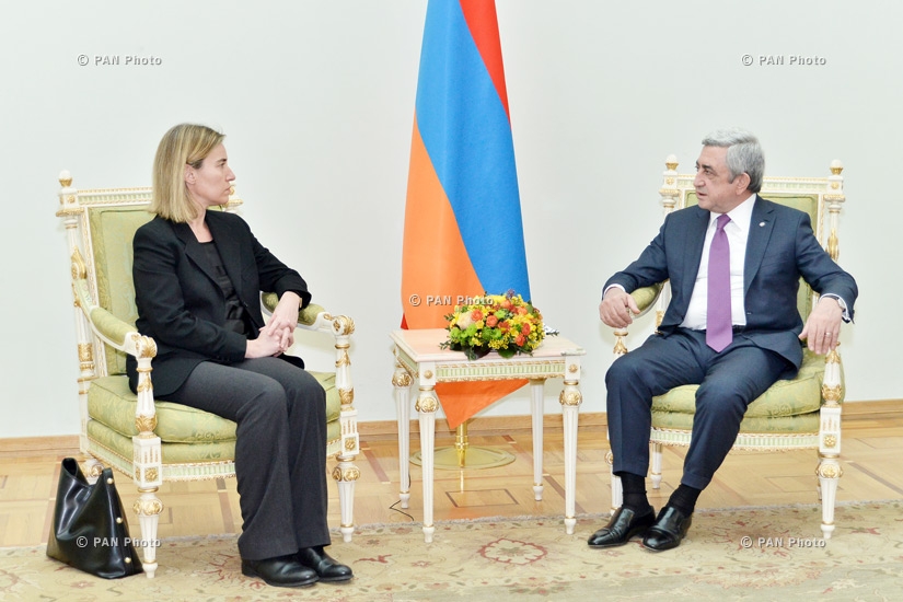 ՀՀ նախագահ Սերժ Սարգսյանն ընդունել է ԵՄ միասնական արտաքին քաղաքականության և անվտանգության հարցերով բարձր ներկայացուցիչ, Եվրոպական հանձնաժողովի փոխնախագահ Ֆեդերիկա Մոգերինիին