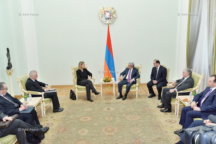 ՀՀ նախագահ Սերժ Սարգսյանն ընդունել է ԵՄ միասնական արտաքին քաղաքականության և անվտանգության հարցերով բարձր ներկայացուցիչ, Եվրոպական հանձնաժողովի փոխնախագահ Ֆեդերիկա Մոգերինիին