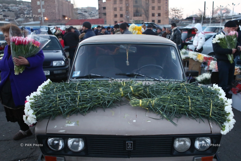 Yerevan's flower market on International Women's Day