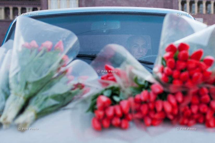 Yerevan's flower market on International Women's Day