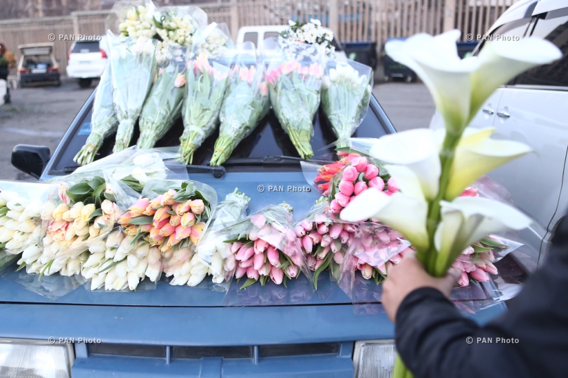 Yerevan's flower market on International Women's Day