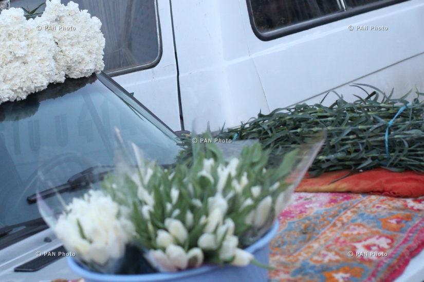 Yerevan's flower market on International Women's Day