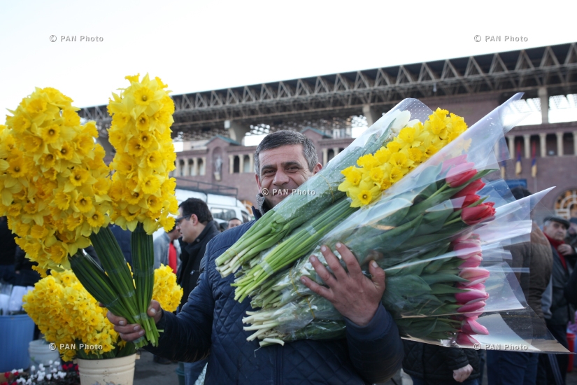 Yerevan's flower market on International Women's Day