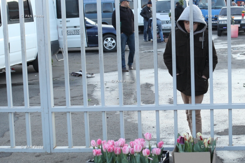Yerevan's flower market on International Women's Day