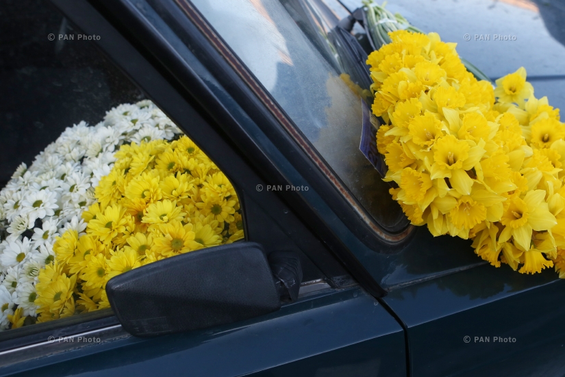 Yerevan's flower market on International Women's Day