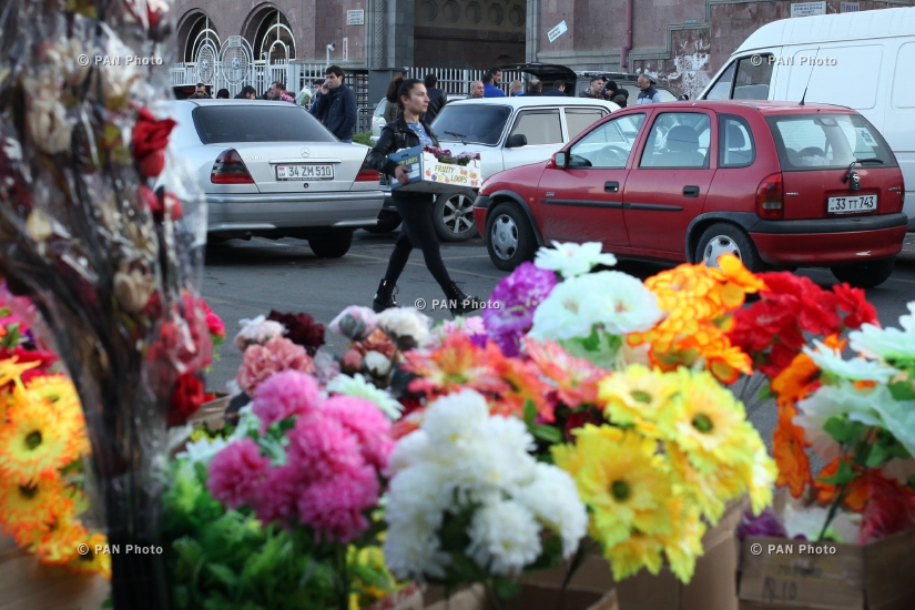 Yerevan's flower market on International Women's Day