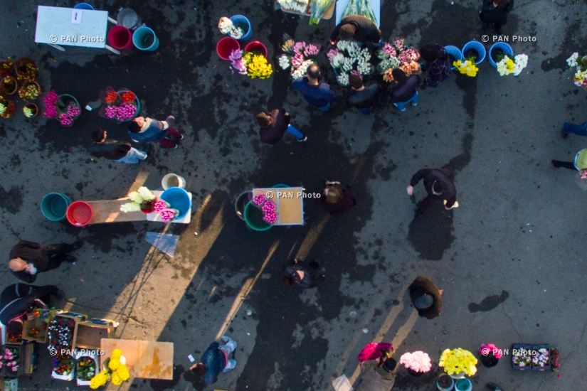 Yerevan's flower market on International Women's Day