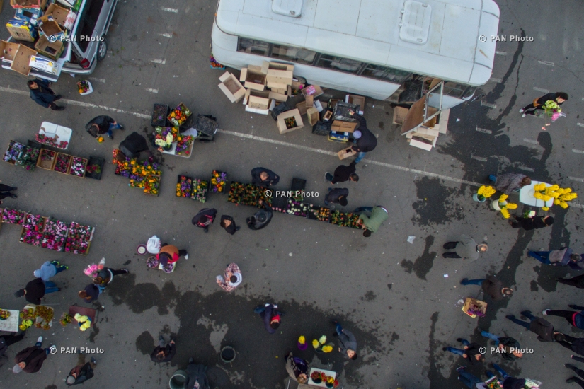 Yerevan's flower market on International Women's Day