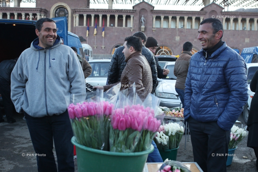 Yerevan's flower market on International Women's Day