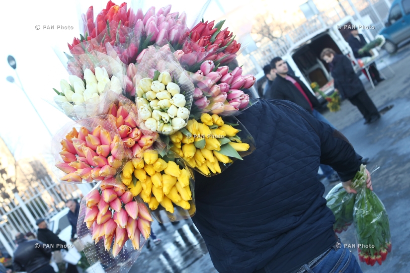 Yerevan's flower market on International Women's Day