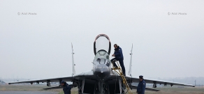 Exhibition and demo flights of modern samples of arms and military equipment at air force base in Erebuni airport