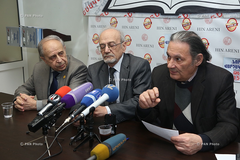 Press conference of Armenian Consumers' Association Chairman Armen Poghosyan, Achilles NGO President Eduard Hovhannisyan and sociologist Aharon Adibekyan