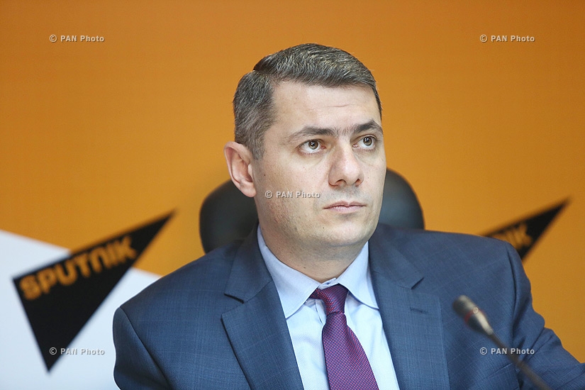 Press conference of Chairman of CSTO PA permanent commission on defense and security issues Anatoly Vyborny, NA deputy Khosrov Harutyunyan and political scientist Sergey Minasyan