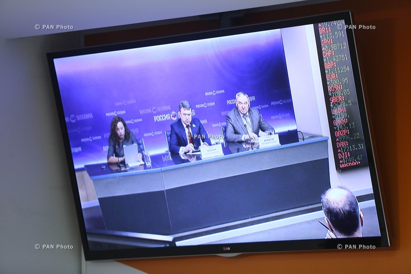 Press conference of Chairman of CSTO PA permanent commission on defense and security issues Anatoly Vyborny, NA deputy Khosrov Harutyunyan and political scientist Sergey Minasyan