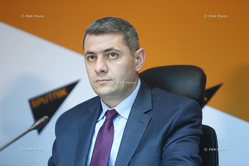 Press conference of Chairman of CSTO PA permanent commission on defense and security issues Anatoly Vyborny, NA deputy Khosrov Harutyunyan and political scientist Sergey Minasyan