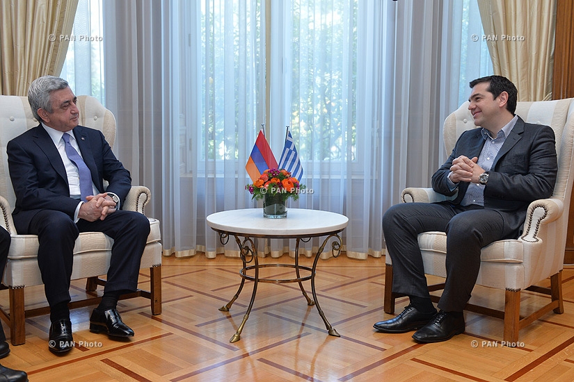 Աթենքում նախագահ Սերժ Սարգսյանը հանդիպել է Հունաստանի վարչապետ Ալեքսիս Ցիպրասի հետ