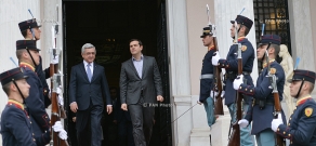 Armenian President Serzh Sargsyan meets with the Prime Minister of Greece Alexis Tsipras in Athens