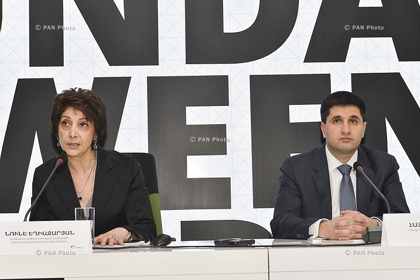 «Հայկական ակնաբուժության նախագիծ» բարեգործական հիմնադրամի հայաստանյան գրասենյակի տնօրեն Նունե Եղիազարյանի և «Յուքոմ» ընկերության տնօրեն Հայկ Եսայանի մամուլի ասուլիսը