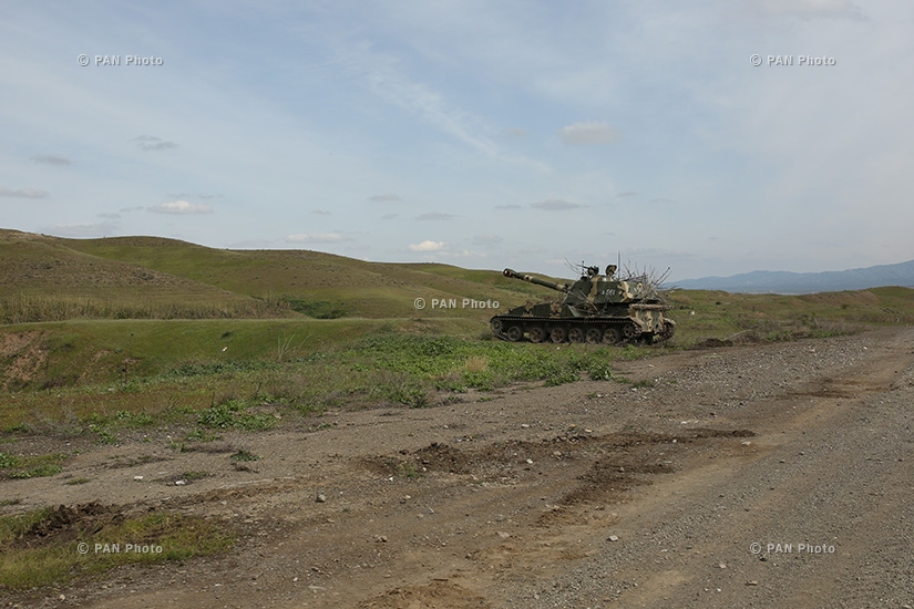 The Nagorno Karabakh Defense Army's artillery unit during a temporary ceasefire in Artsakh's southeast